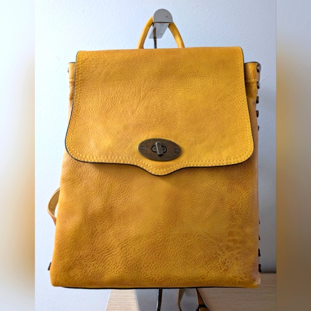 Jen& Co. Bex Distressed Studded Convertible Backpack, EUC